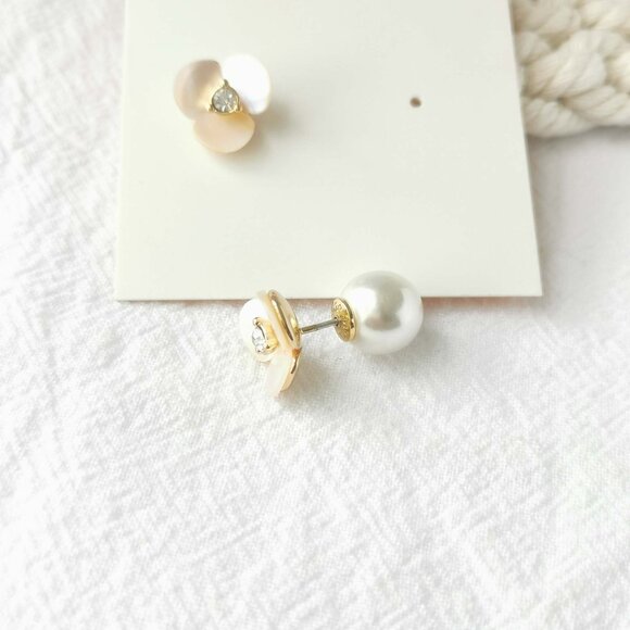 Alicia Bonnie Shimmer Gold Mother Pearl Reversible Earrings - Picture 3 of 3